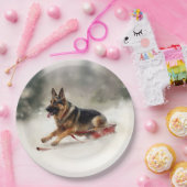 ドイツの羊飼いのクリスマスの冬 ペーパープレート (パーティー)