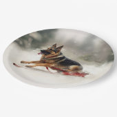 ドイツの羊飼いのクリスマスの冬 ペーパープレート (アングル)