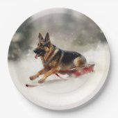 ドイツの羊飼いのクリスマスの冬 ペーパープレート (正面)