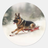 ドイツの羊飼いのクリスマスの冬 ラウンドシール (正面)