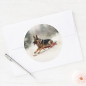 ドイツの羊飼いのクリスマスの冬 ラウンドシール (封筒)