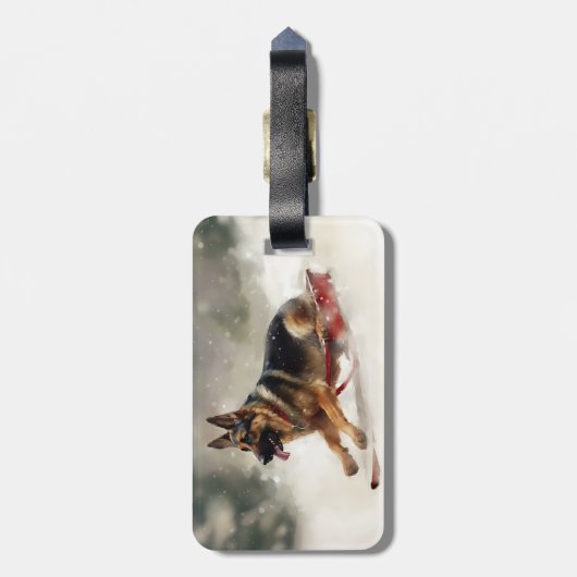 ドイツの羊飼いのクリスマスの冬 ラゲッジタグ (裏面縦)