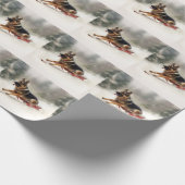 ドイツの羊飼いのクリスマスの冬 ラッピングペーパー (角)