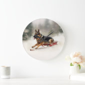 ドイツの羊飼いのクリスマスの冬 ラージ壁時計 (ホーム)