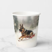 ドイツの羊飼いのクリスマスの冬 紙コップ (裏面)