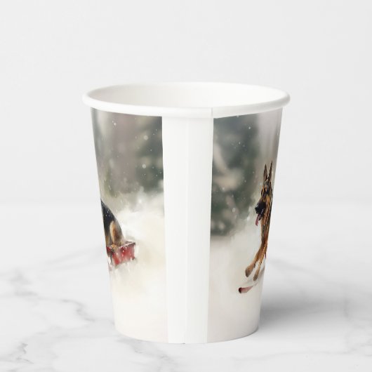 ドイツの羊飼いのクリスマスの冬 紙コップ (右)