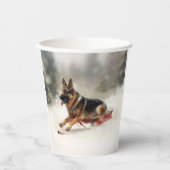 ドイツの羊飼いのクリスマスの冬 紙コップ (正面)