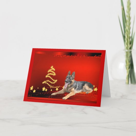 ドイツの羊飼いのクリスマスカードスター シーズンカード (正面)