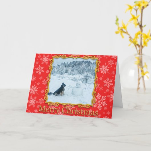 ドイツの羊飼いのクリスマスカード カード (黄色い花)