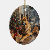 ドイツの羊飼いのクリスマスツリー絵を描ズ セラミックオーナメント (右)