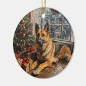 ドイツの羊飼いのクリスマスツリー絵を描ズ セラミックオーナメント (左)