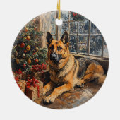 ドイツの羊飼いのクリスマスツリー絵を描ズ セラミックオーナメント (裏面)