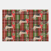 ドイツの羊飼いのクリスマスドッグとプレイド ラッピングペーパーシート (正面3)
