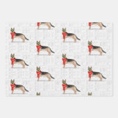 ドイツの羊飼いのクリスマスドッグとプレイド ラッピングペーパーシート (正面2)