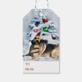 ドイツの羊飼いのクリスマスプレゼント ギフトタグ