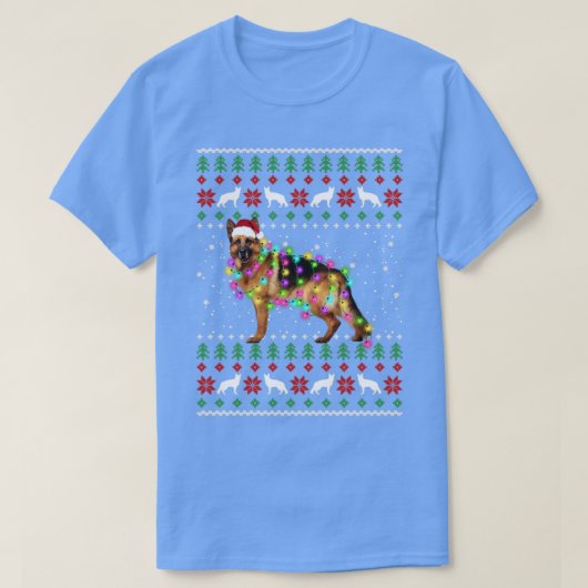 ドイツの羊飼いのクリスマスライト Tシャツ (デザイン正面)