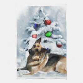 ドイツの羊飼いのクリスマス キッチンタオル