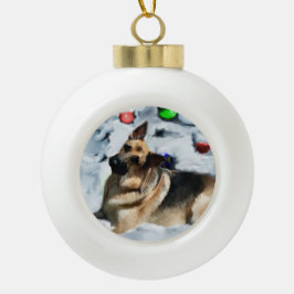 ドイツの羊飼いのクリスマス セラミックボールオーナメント