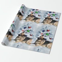 ドイツの羊飼いのクリスマス ラッピングペーパー
