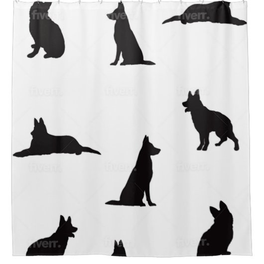 ドイツの羊飼いのシャワーカーテン シャワーカーテン (正面)