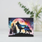 ドイツの羊飼いのシルエットを描いた山の月 ポストカード (スタンド正面)