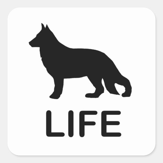ドイツの羊飼いのシルエット スクエアシール (正面)