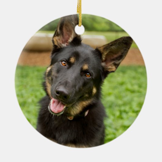 ドイツの羊飼いのポートレート セラミックオーナメント (裏面)