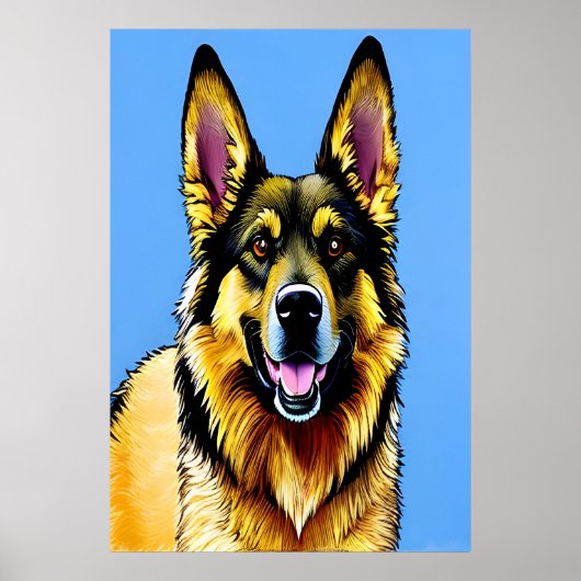 ドイツの羊飼いのポートレート | AIアートポスター ポスター (正面)