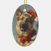 ドイツの羊飼いのヴィンテージクリスマス セラミックオーナメント (左)