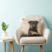 ドイツの羊飼いの子犬が籠に入っている クッション (椅子)