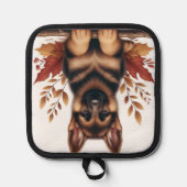 ドイツの羊飼いの子犬と紅葉 鍋敷き (正面)