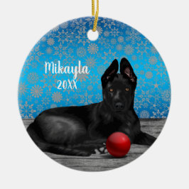  ドイツの羊飼いの子犬のクリスマス   セラミックオーナメント
