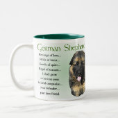 ドイツの羊飼いの子犬の贈り物 ツートーンマグカップ (左)