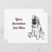 ドイツの羊飼いの子犬 招待状 (正面/裏面)