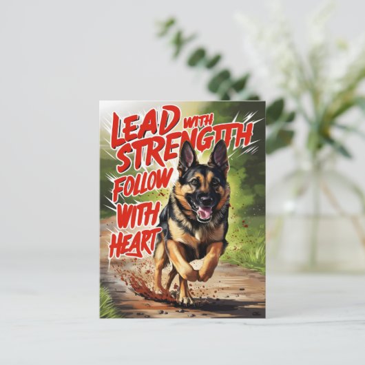 ドイツの羊飼いの強さとハート ポストカード (スタンド正面)