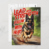 ドイツの羊飼いの強さとハート ポストカード (正面/裏面)