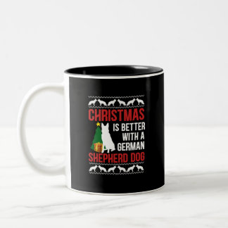 ドイツの羊飼いの方が良い – クリスマスTシャツ ツートーンマグカップ