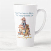 ドイツの羊飼いの本が多すぎる カフェラテマグ (右)