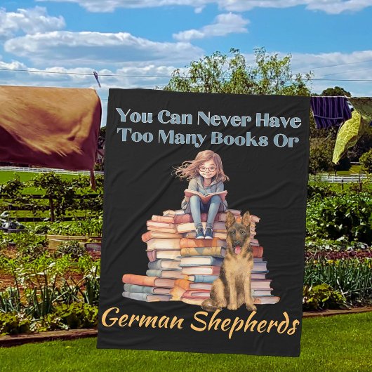 ドイツの羊飼いの本が多すぎる フリースブランケット