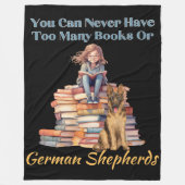 ドイツの羊飼いの本が多すぎる フリースブランケット (正面)