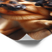 ドイツの羊飼いの母と子犬 ポスター (角)