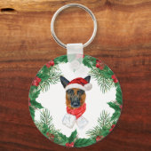 ドイツの羊飼いの水色クリスマスパインの枝 キーホルダー (正面)