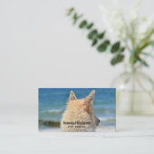 ドイツの羊飼いの犬がビーチに向かう 名刺 (スタンド正面)