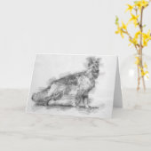 ドイツの羊飼いの犬が折り畳みグリーティングカードをスケッチします。 カード (黄色い花)