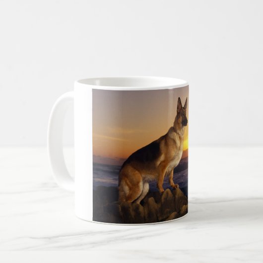 ドイツの羊飼いの犬やアルザス人のポートレート コーヒーマグカップ (正面左)