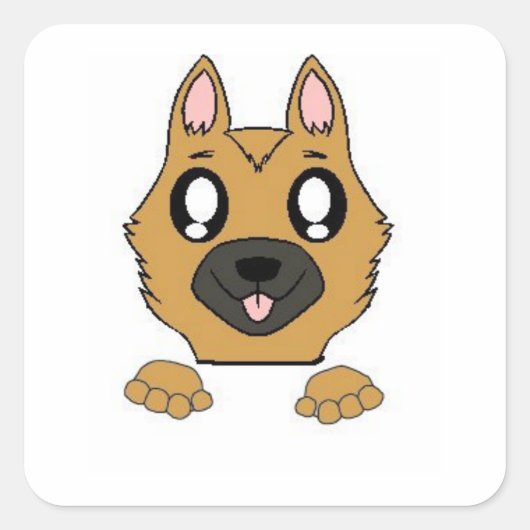 ドイツの羊飼いの覗き絵 スクエアシール (正面)