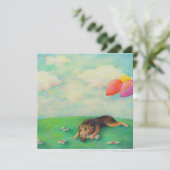 ドイツの羊飼いの誕生日の女の子かわいいおもしろい·アートスケッチ 案内状 (スタンド正面)