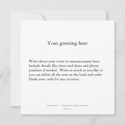 ドイツの羊飼いの誕生日の女の子かわいいおもしろい·アートスケッチ 案内状 (裏面)