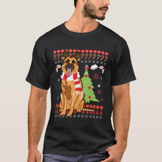 ドイツの羊飼いの醜いドイツのサンタツリーのためのクリスマス Tシャツ