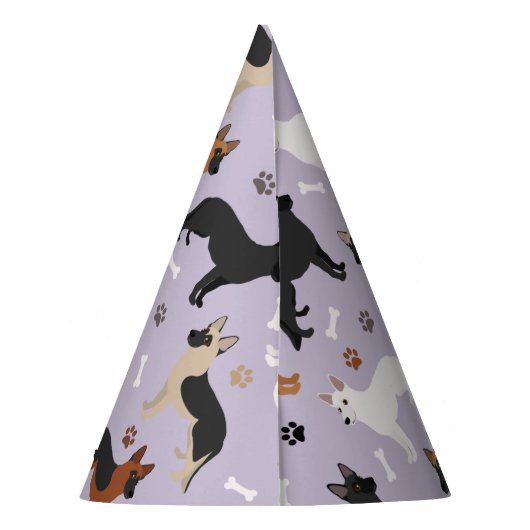 ドイツの羊飼いの骨と前足 パーティーハット (裏面)